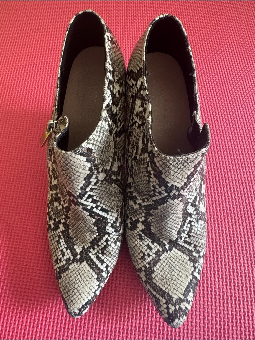 Michael Shannon Snake-Print Pointed Ankle Booties in Neutral Tones
